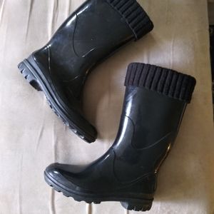 Kamik Black Insulated Rain Boots - Sweater Cuff